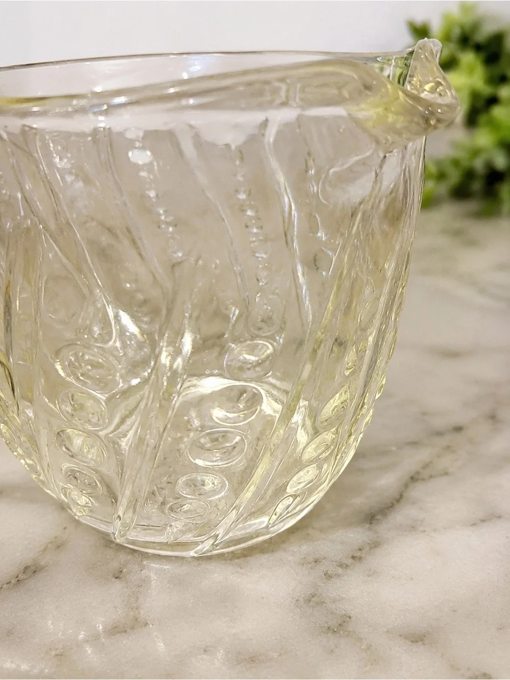 Vintage Clear Pressed Glass Pitcher Raised Dot Bubble Pattern 4” Creamer